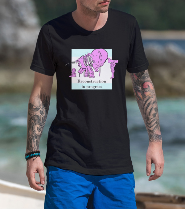 Reconstruction In Progress Pink Dinosaur Skeleton With Builders T-Shirt