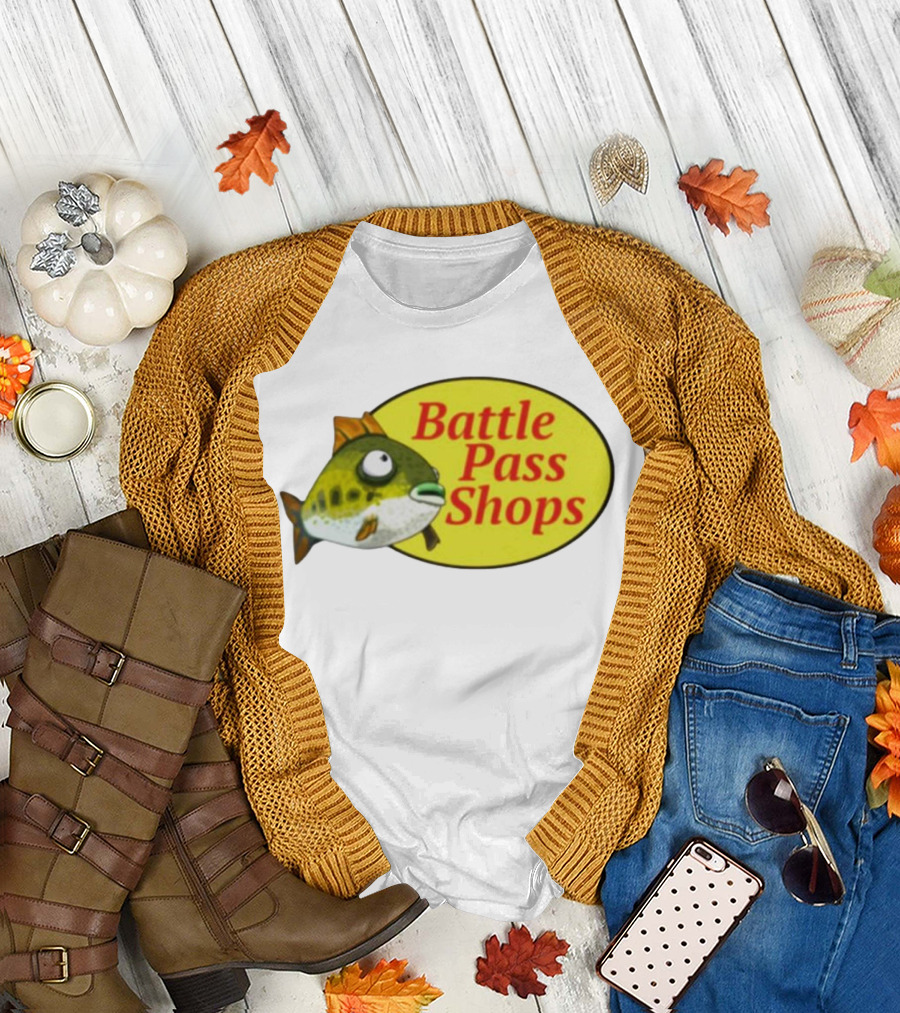 Battle Pass Shops Fish Logo Retro Inspired T-Shirt
