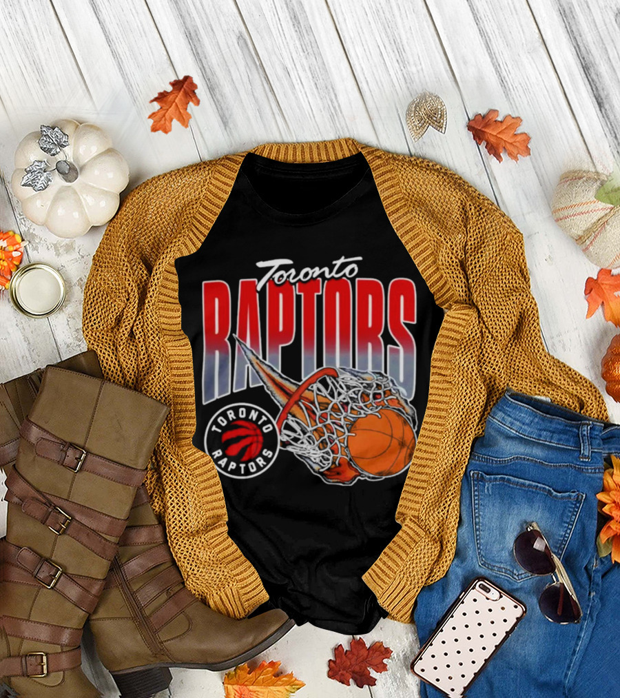 Toronto Raptors Basketball Flaming Net T-Shirt