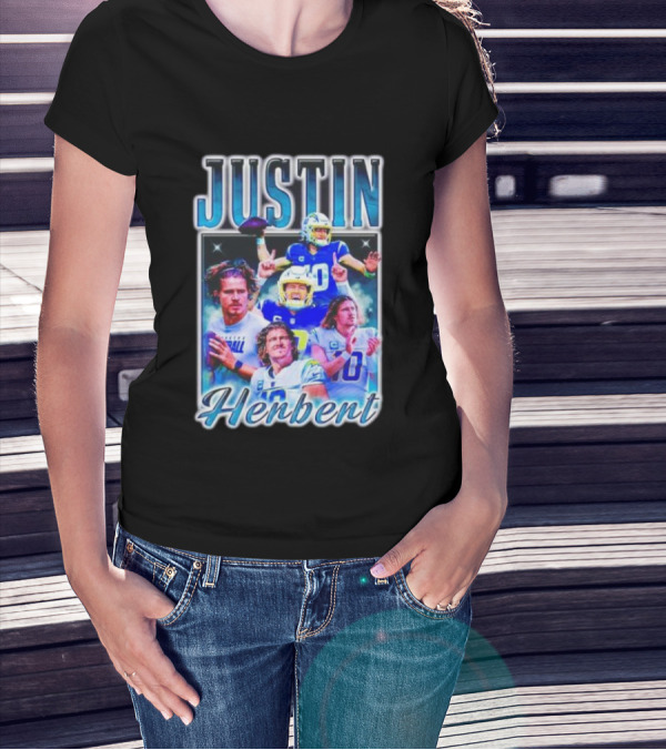 Justin Herbert Dynamic Football Moments Layered T-Shirt