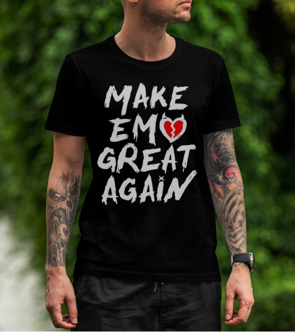 MAKE EMO GREAT AGAIN Broken Heart Devil Horns T-Shirt