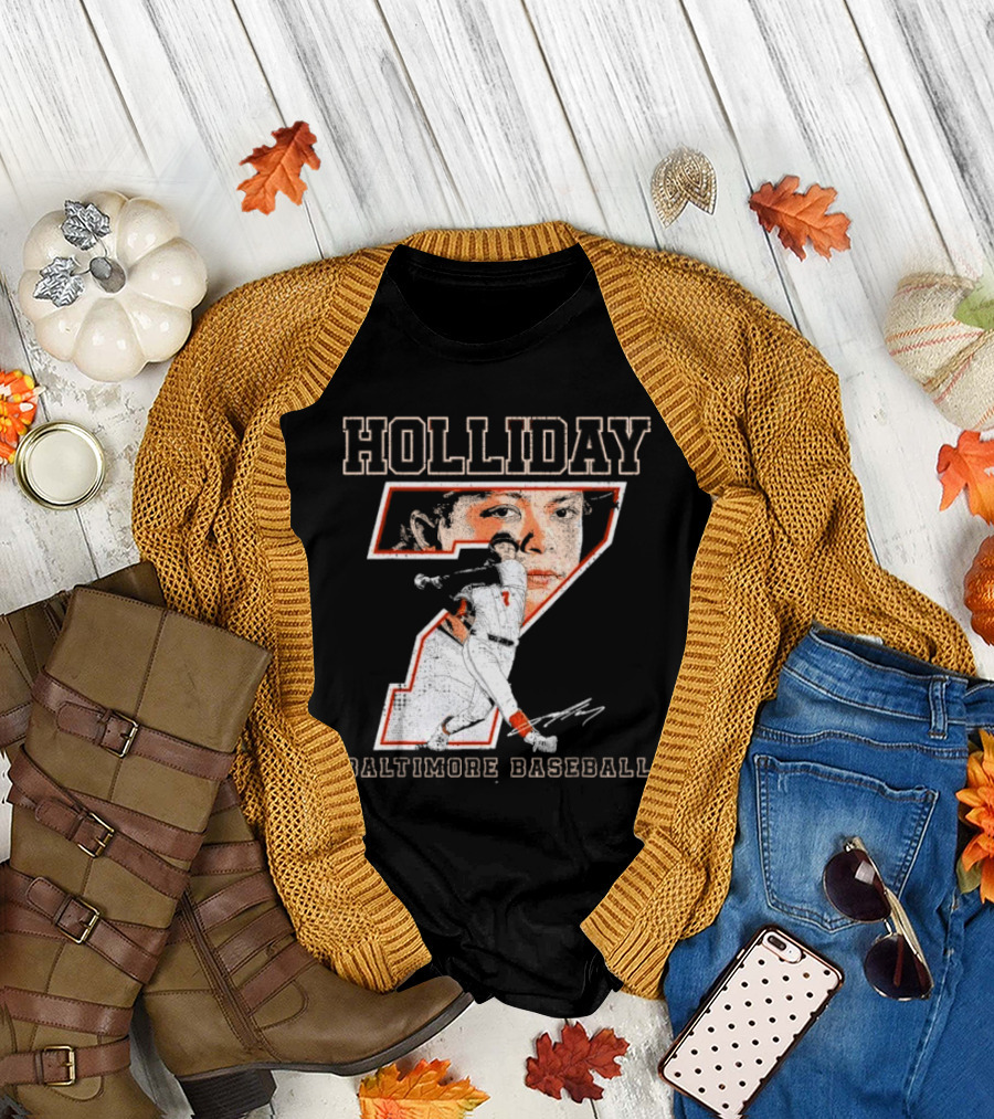 Holliday Number 7 Baltimore Baseball Signature T-Shirt