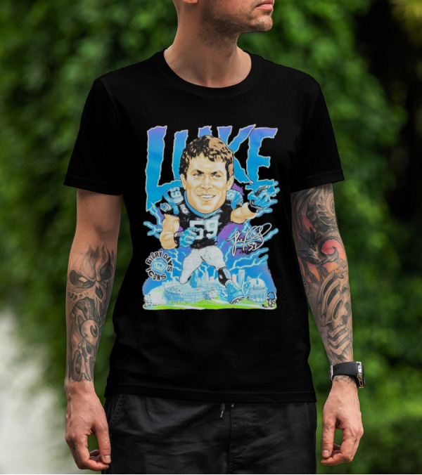 Luke Kuechly Carolina Panthers 59 Glory Days Icons Caricature T-Shirt