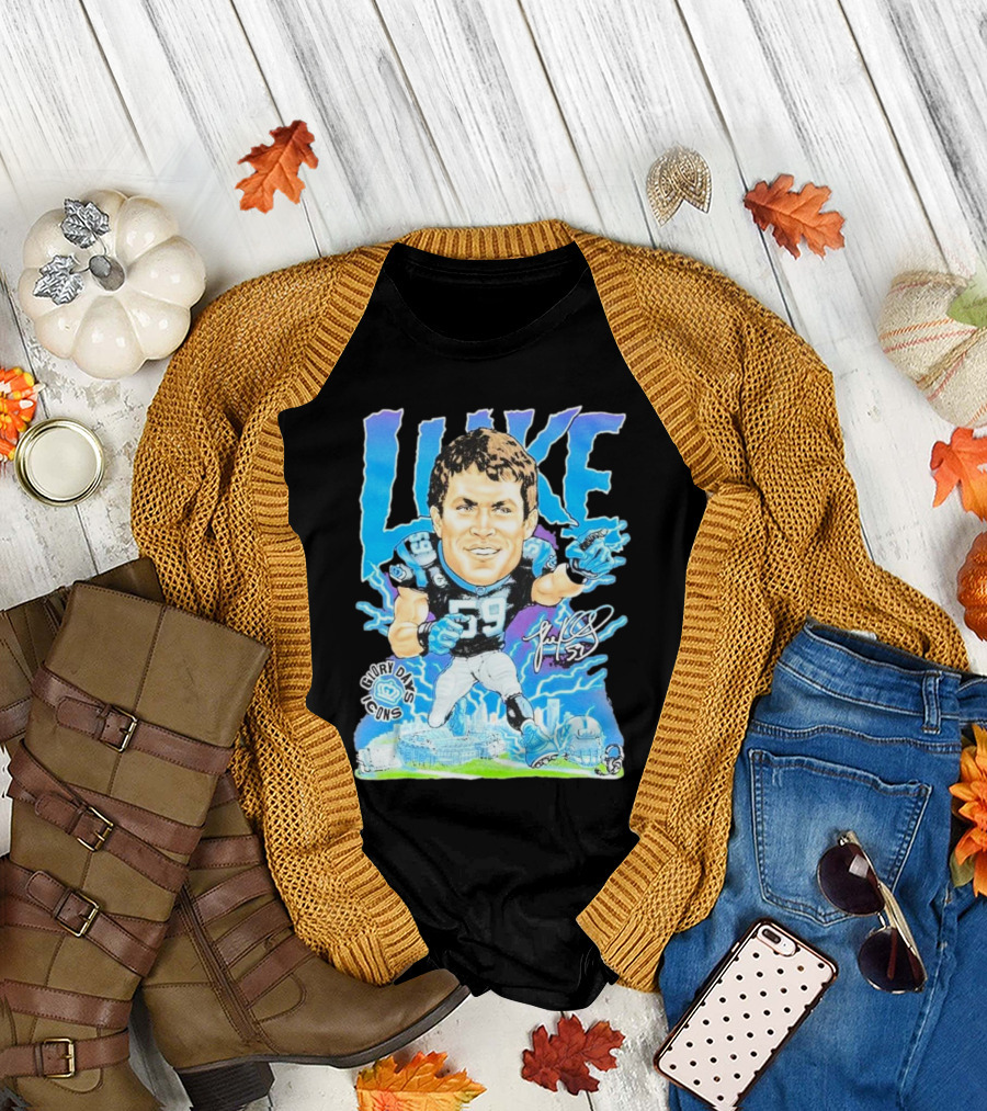 Luke Kuechly Carolina Panthers 59 Glory Days Icons Caricature T-Shirt