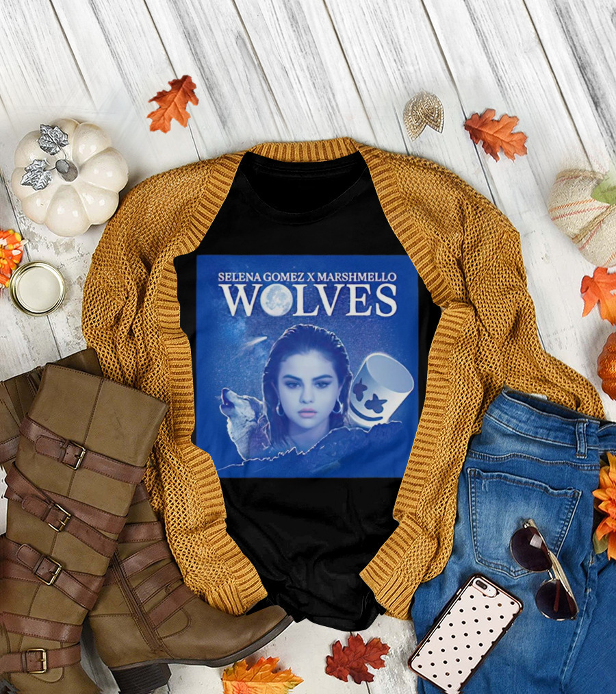 SELENA GOMEZ X MARSHMELLO WOLVES MOON WOLF FACE T-Shirt