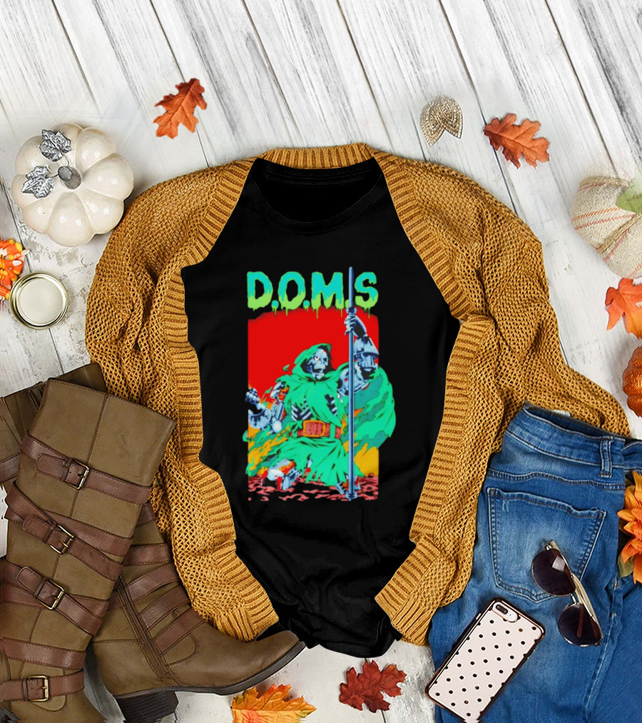 D.O.M.S Skeleton Warrior in Green Cloak Holding Staff T-Shirt