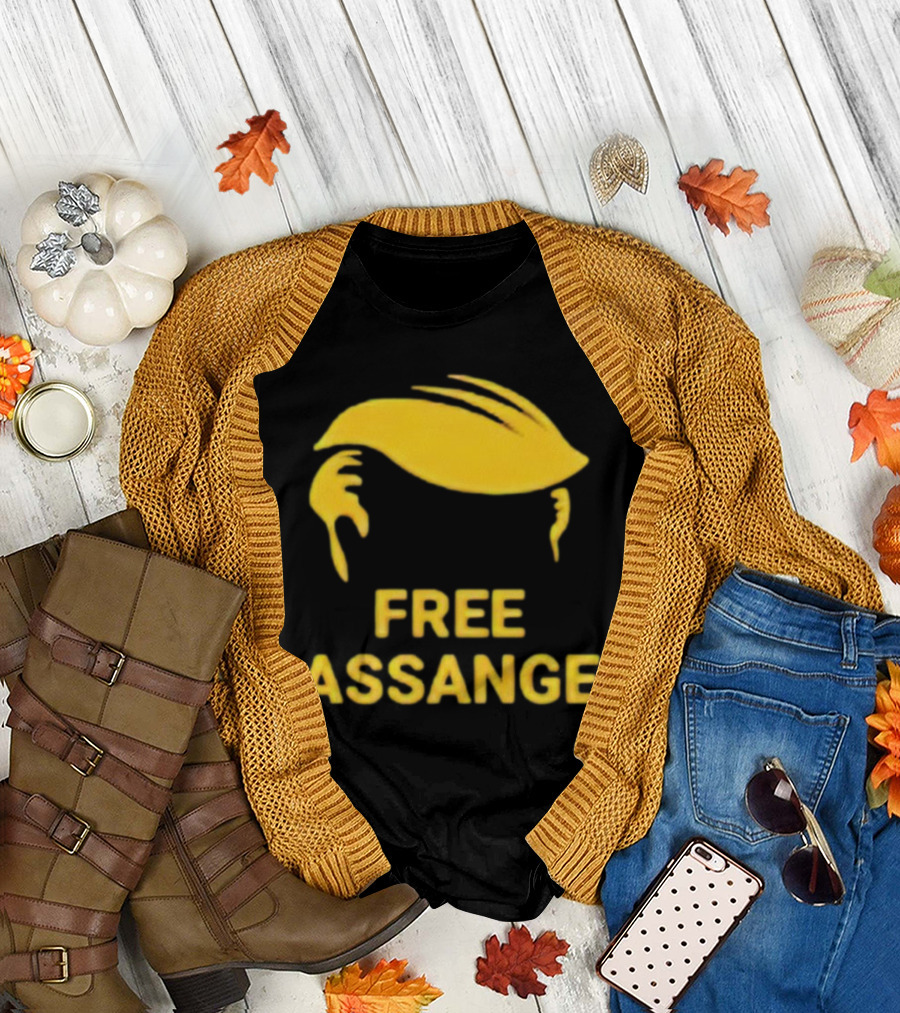 Trump Hair Silhouette Free Assange T-Shirt