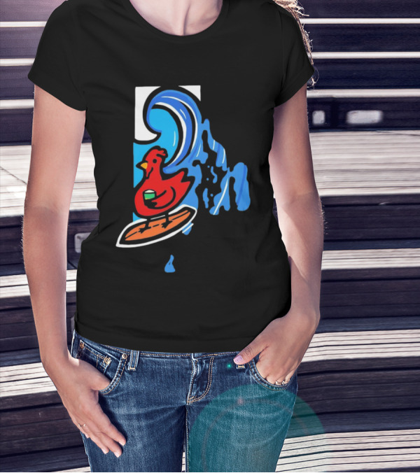 Rhode Island Surfing Chicken With Wave T-Shirt