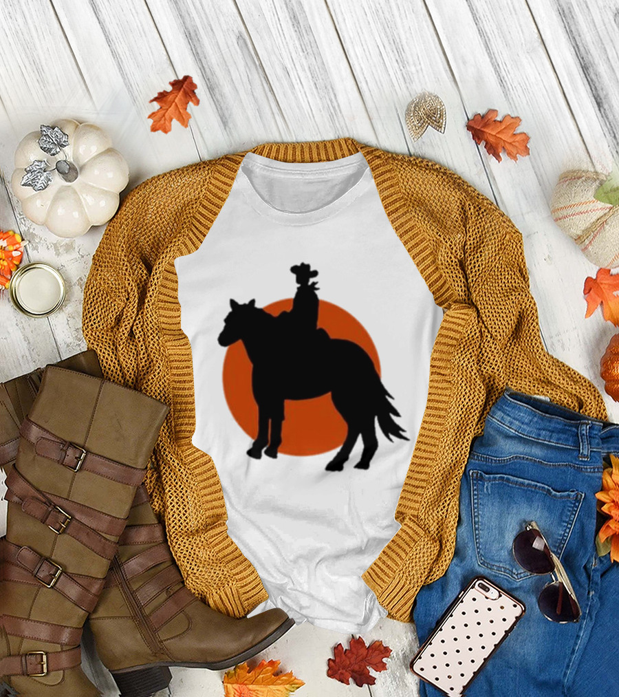 Alex Cowboy Bargain Silhouette Against Sunset T-Shirt
