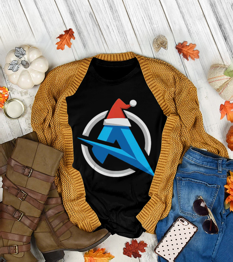 Alia Christmas Holiday Logo Santa Hat Blue A Icon Holiday T-Shirt