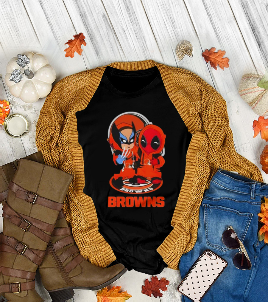 Cleveland Browns Marvel Wolverine Deadpool Browns Fans T-Shirt