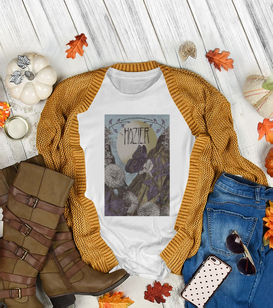 Hozier May 5 2024 OAK Mountain AMP Pelham AL Butterfly and Floral T-Shirt
