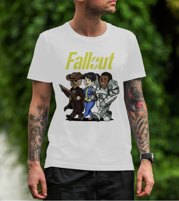 Fallout Cartoon Trio Vault Dweller Adventurers T-Shirt