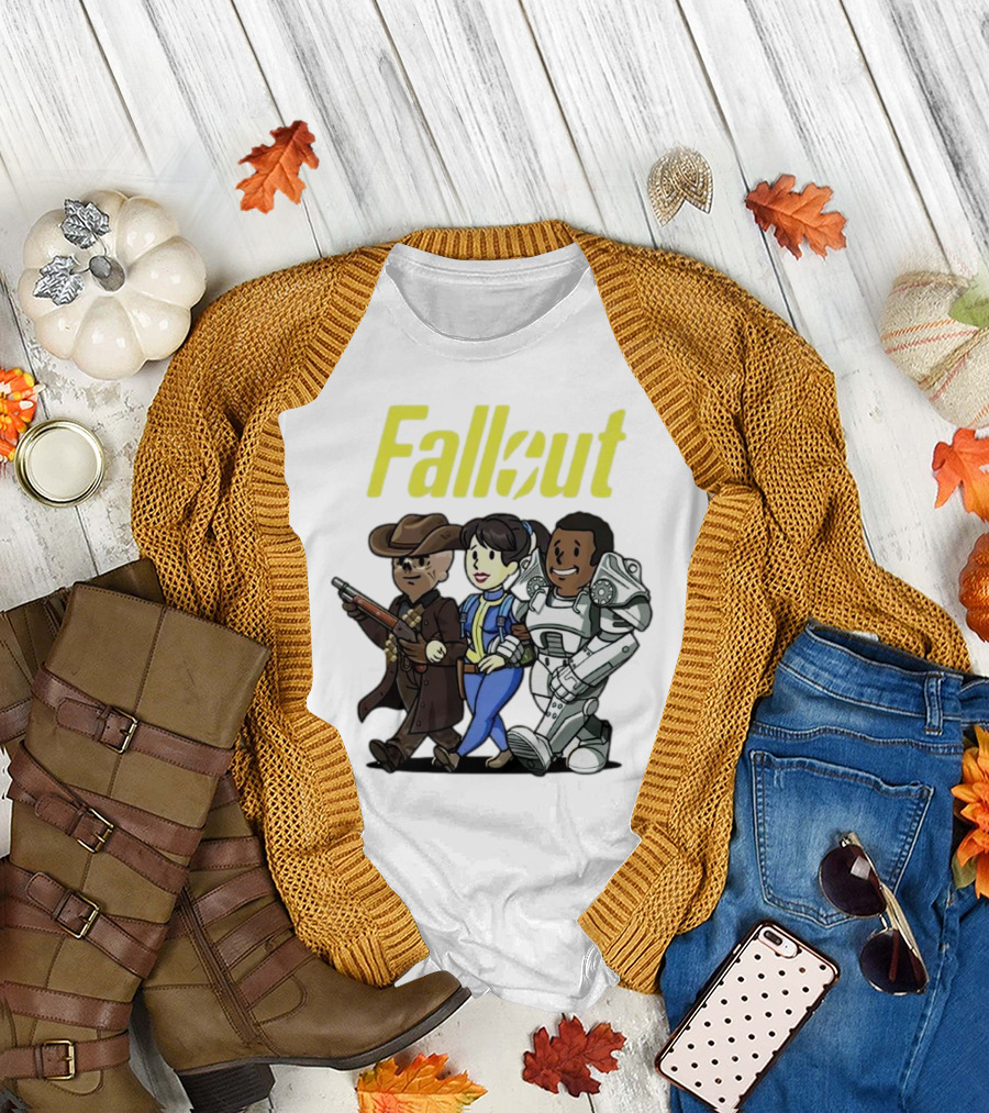 Fallout Cartoon Trio Vault Dweller Adventurers T-Shirt