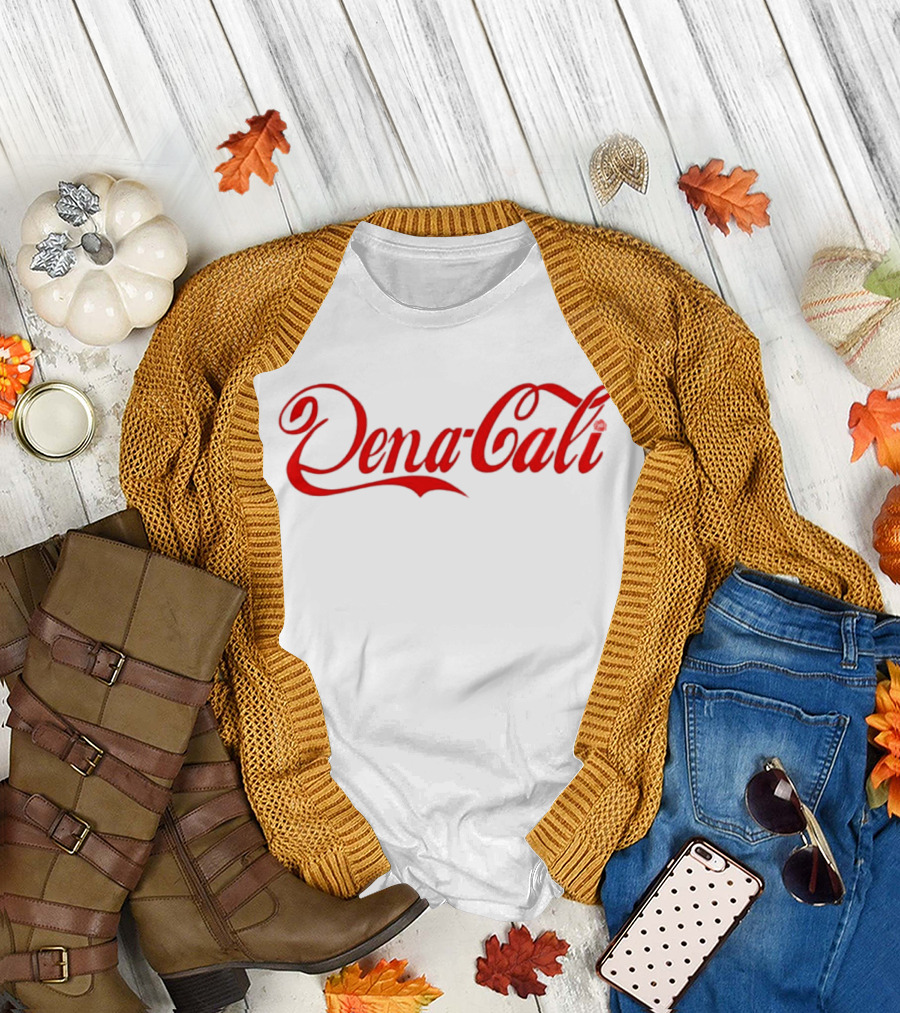 Dena Cali Script Style Text - Red T-Shirt