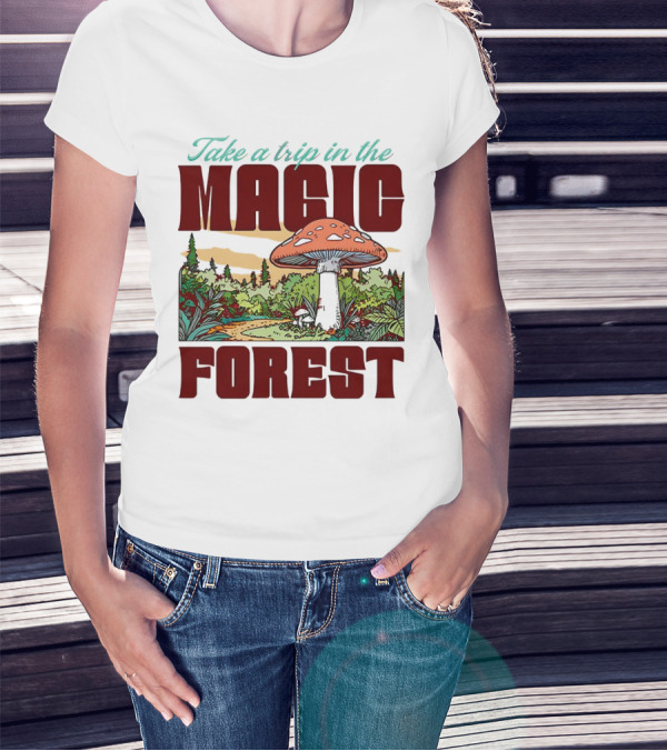 Take A Trip In The Magic Forest With Enchanted Mushroom Pathway T-Shirt