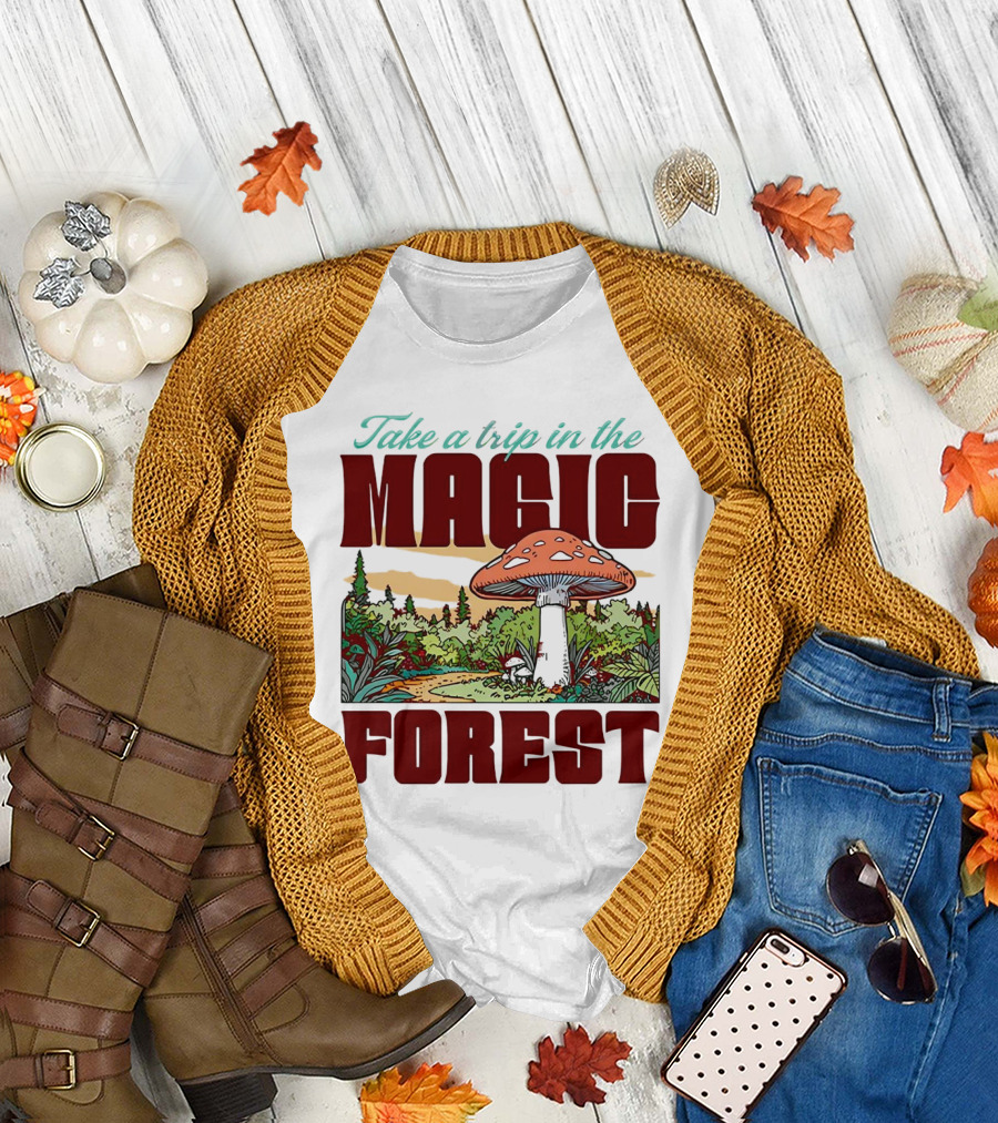 Take a Trip in the Magic Forest with Enchanted Mushroom Pathway T-Shirt
