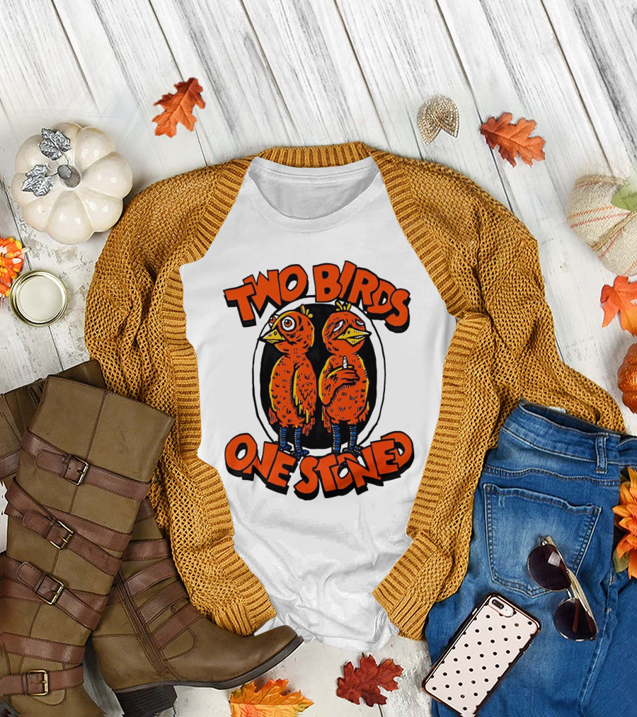 Two Birds One Stoned Psychedelic Chickens T-Shirt