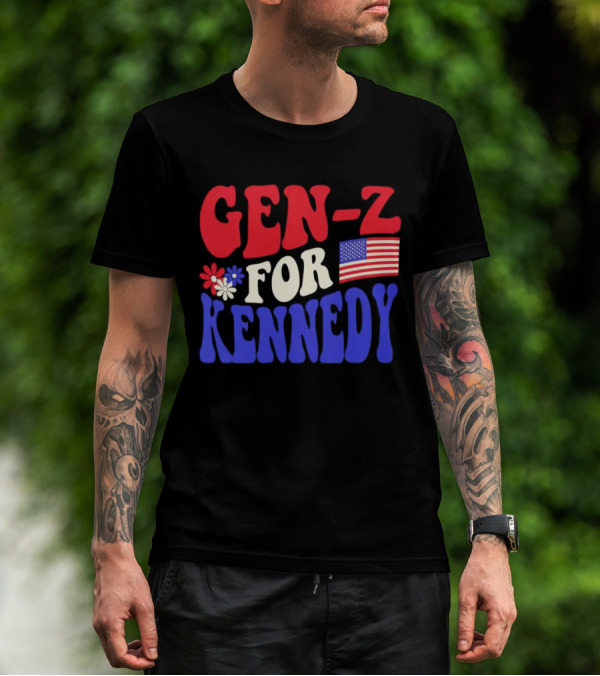 Gen-Z For Kennedy American Flag Retro Flowers T-Shirt