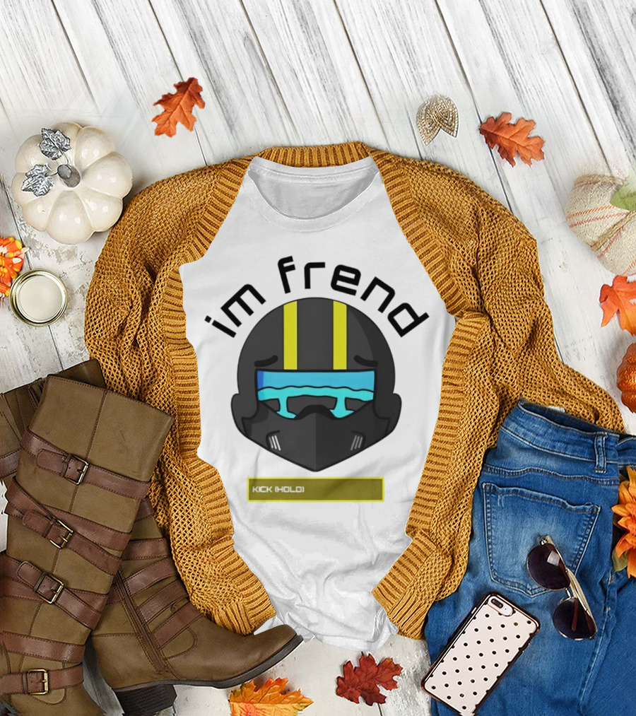 im frend Kick Hold Black Helmet Yellow Stripes Blue Visor T-Shirt