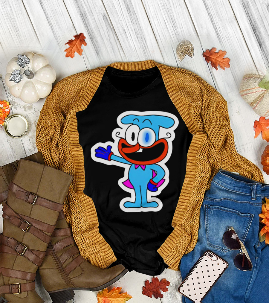 The Doise Cartoon Character with Blue Outfit and Red Accent Detailing T-Shirt