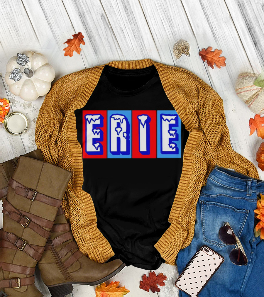 ERIE Ice Block Letters T-Shirt