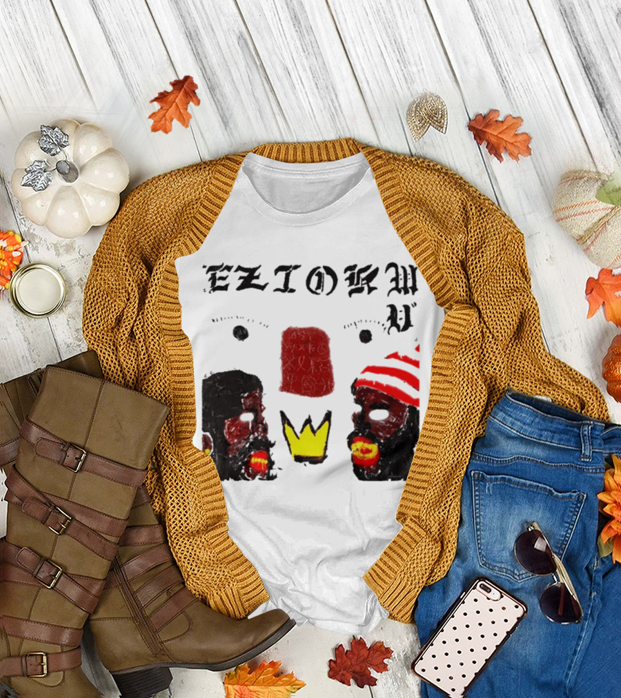 Eziokwu Mixtape Album Crowned Faces with Red Beanie and Glowing Accents T-Shirt