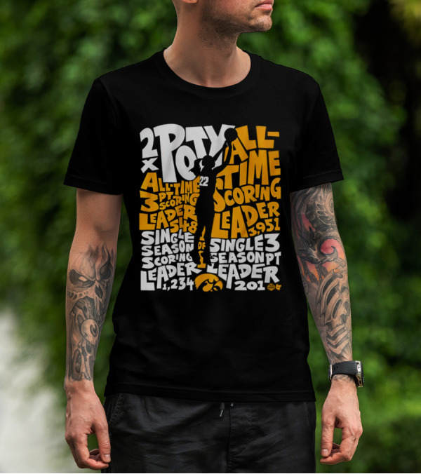2X POTY Iowa All Time Scoring Leader 3951 Single Season Scoring Leader 1234 T-Shirt