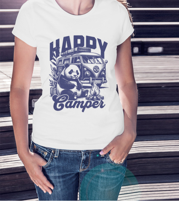 Happy Camper Panda By Van And Campfire Vintage T-Shirt