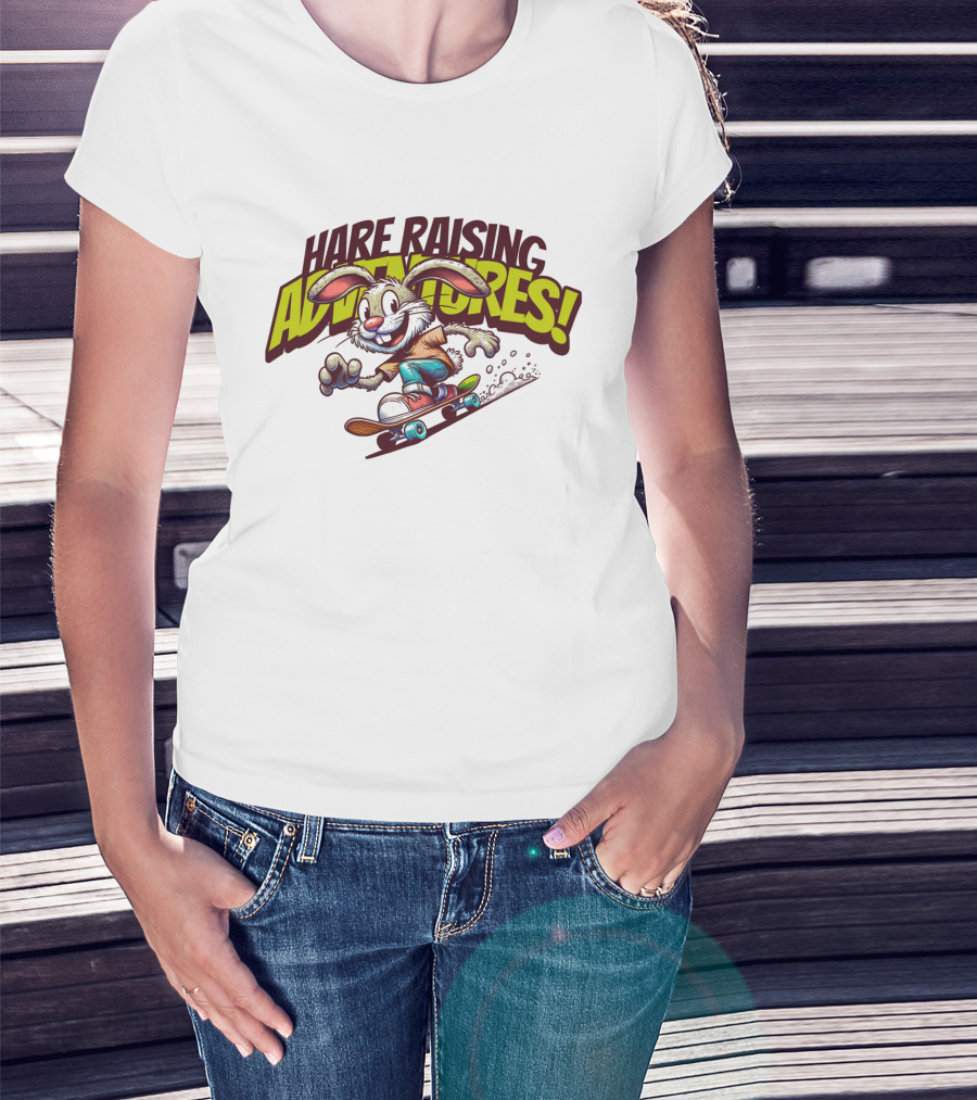 Hare Raising Adventures Skateboarding Rabbit T-Shirt