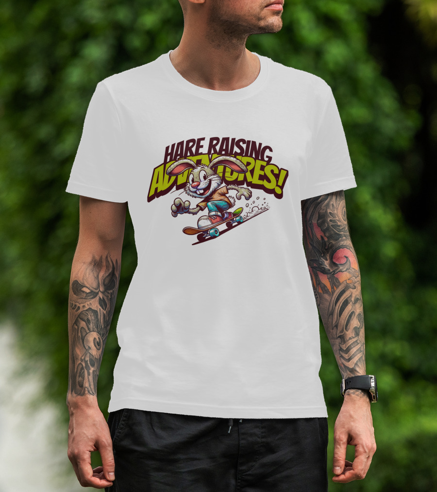 Hare Raising Adventures Skateboarding Rabbit T-Shirt