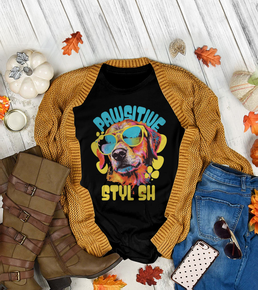 Pawsitive Styl Sh Sunglasses Retro Dog T-Shirt