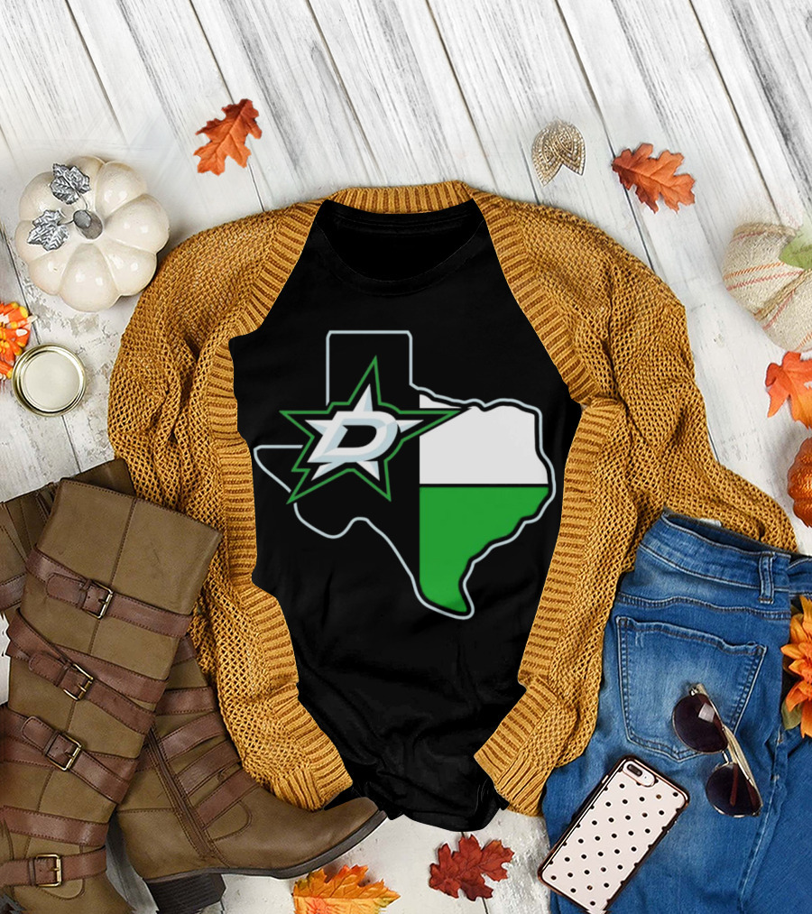 Dallas Stars NHL Texas Outline and Emblem T-Shirt