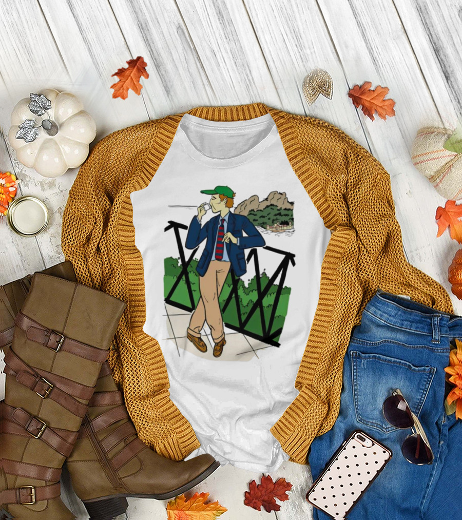Dick Carroll Roy Rober’s Green Cap and Cityscape Pipe Smoker T-Shirt