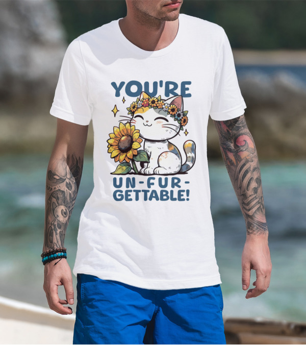 YOU'RE UN-FUR-GETTABLE Sunflower Cat With Flower Crown T-Shirt
