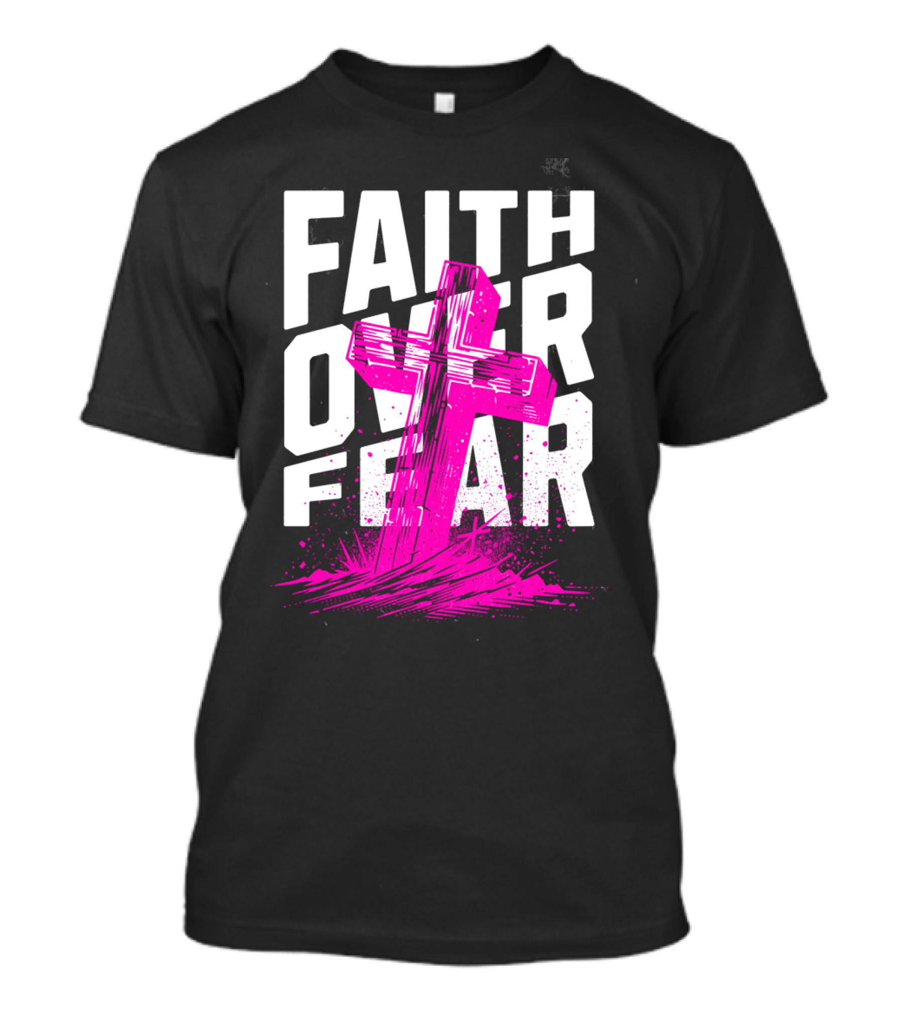 Faith Over Fear Pink Cross T-Shirt
