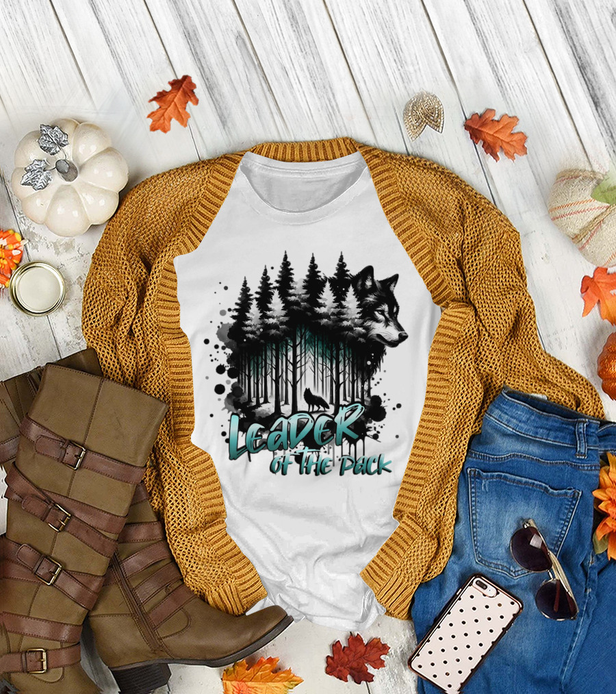 Leader of The Pack Wolf Forest T-Shirt