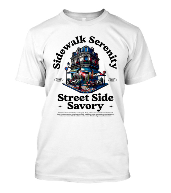 Sidewalk Serenity Street Side Savory Cafe ESTD 1973 T-Shirt