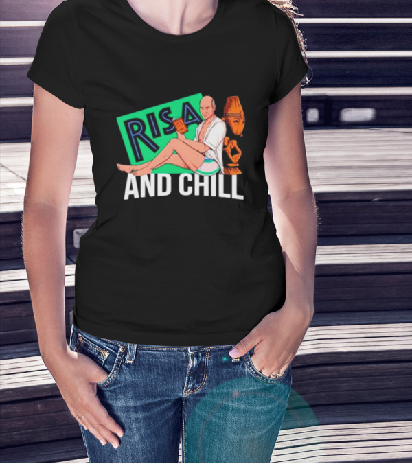 Risa And Chill Star Trek Parody Patrick Stewart Tropical Vacation Relaxation T-Shirt