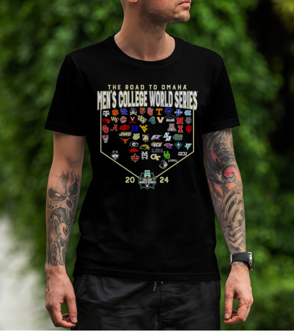 The Road To Omaha Men's College World Series 2024 64 Team T-Shirt