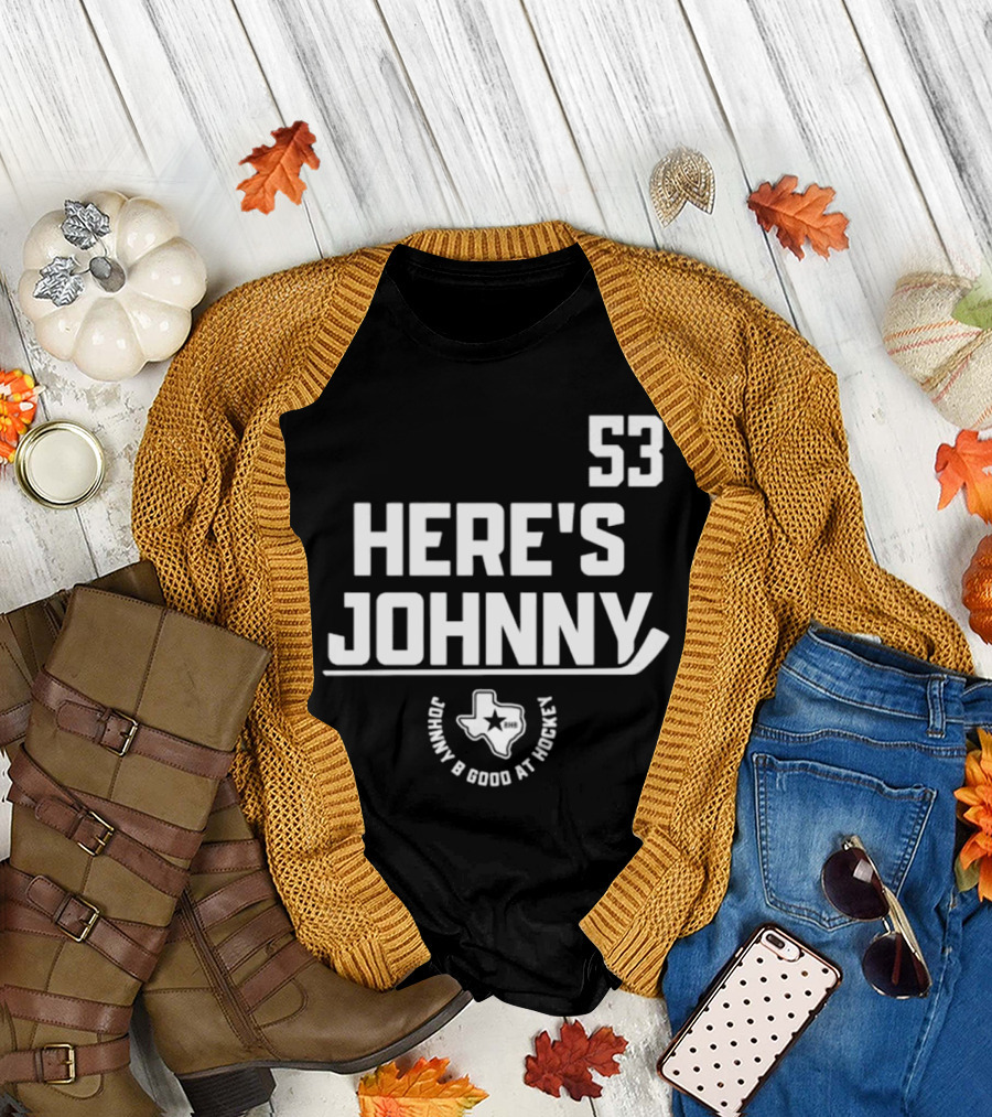 53 Here's Johnny B Good at Hockey Texas Star T-Shirt