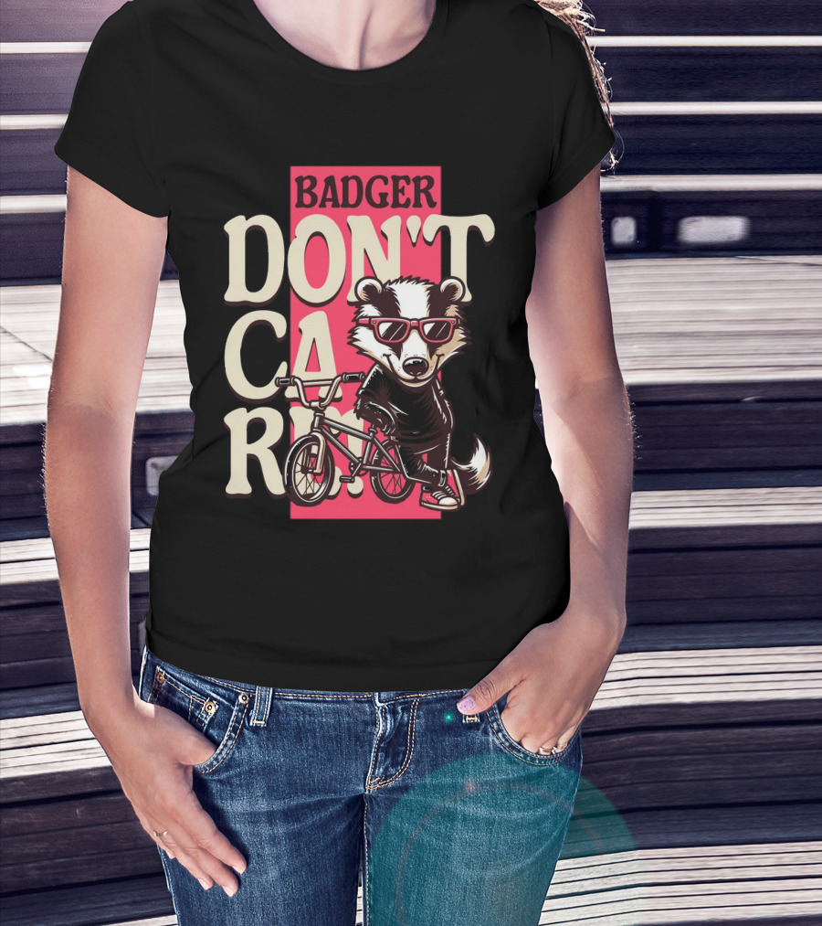 Badger Don't Care Cool Shades Bicycle Attitude T-Shirt