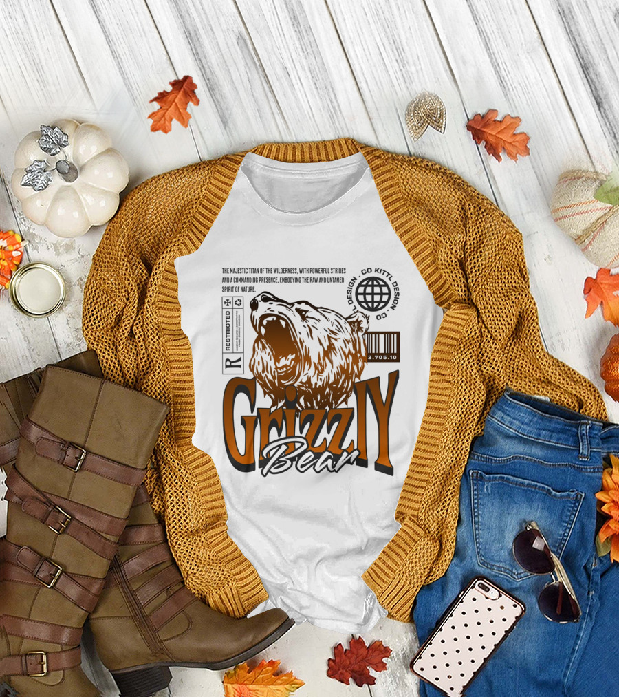 Grizzly The Majestic Titan of the Wilderness Untamed Spirit T-Shirt