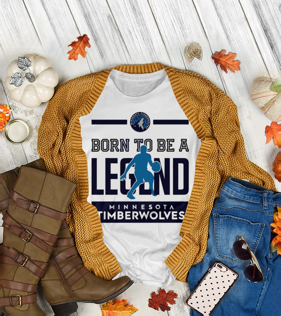Minnesota Timberwolves Born to Be a Legend with Wolf Logo and Basketball Player T-Shirt