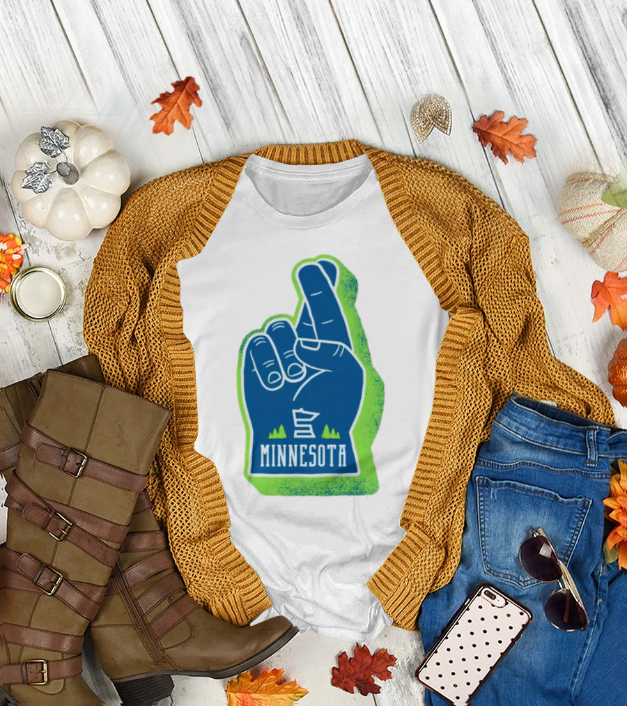 Minnesota Timberwolves Fingers Crossing Foam Hand T-Shirt