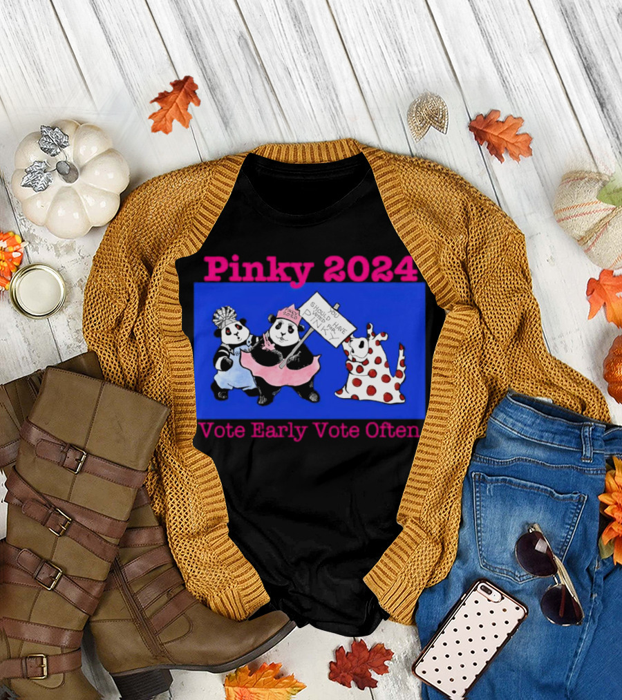 Pinky 2024 Vote Early Vote Often Panda Dance Trio T-Shirt