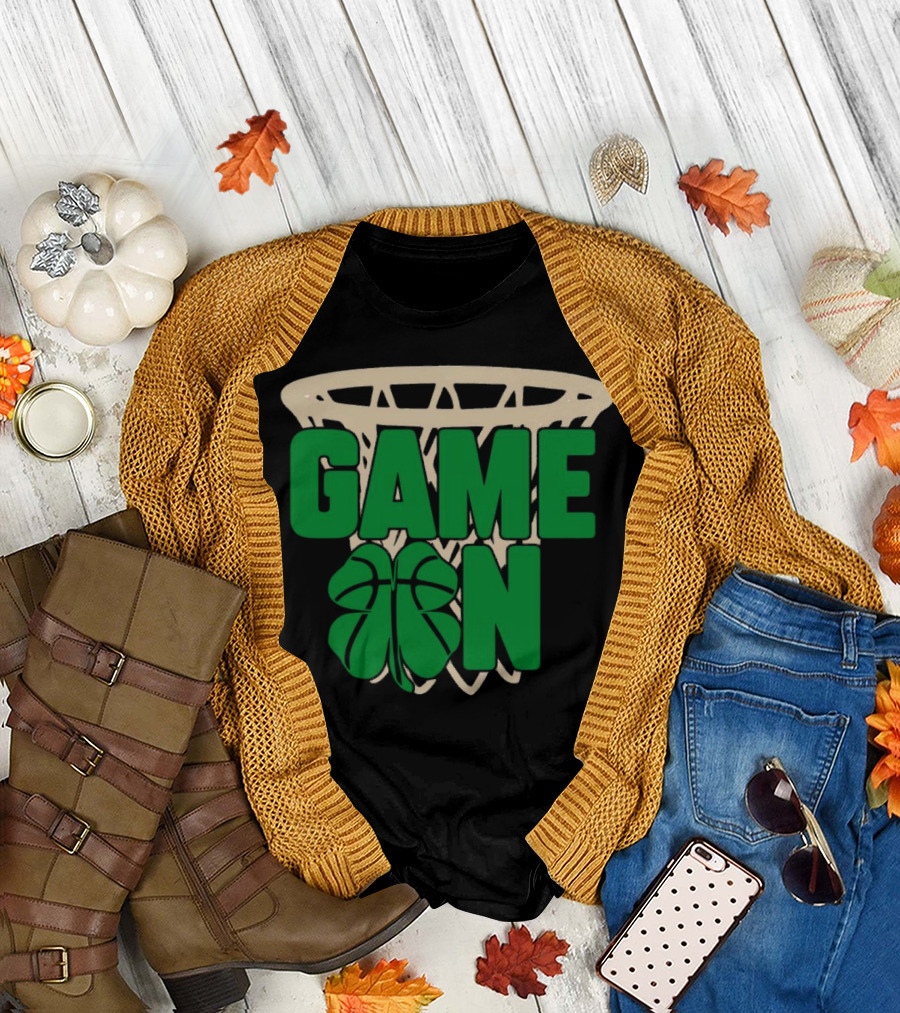 Boston Celtics Game On Basketball Net Clover T-Shirt
