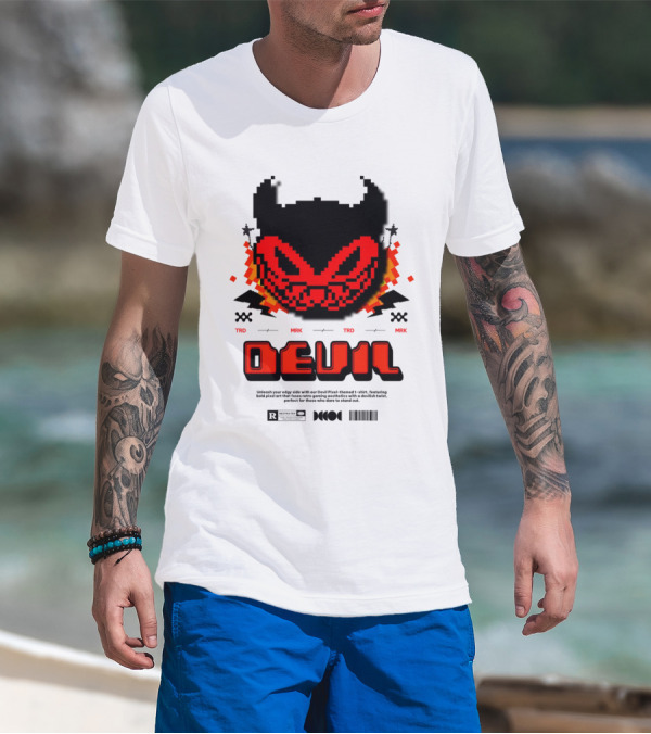 DEVIL PIXELS TRD MRK RETRO PIXEL ART FACE T-Shirt