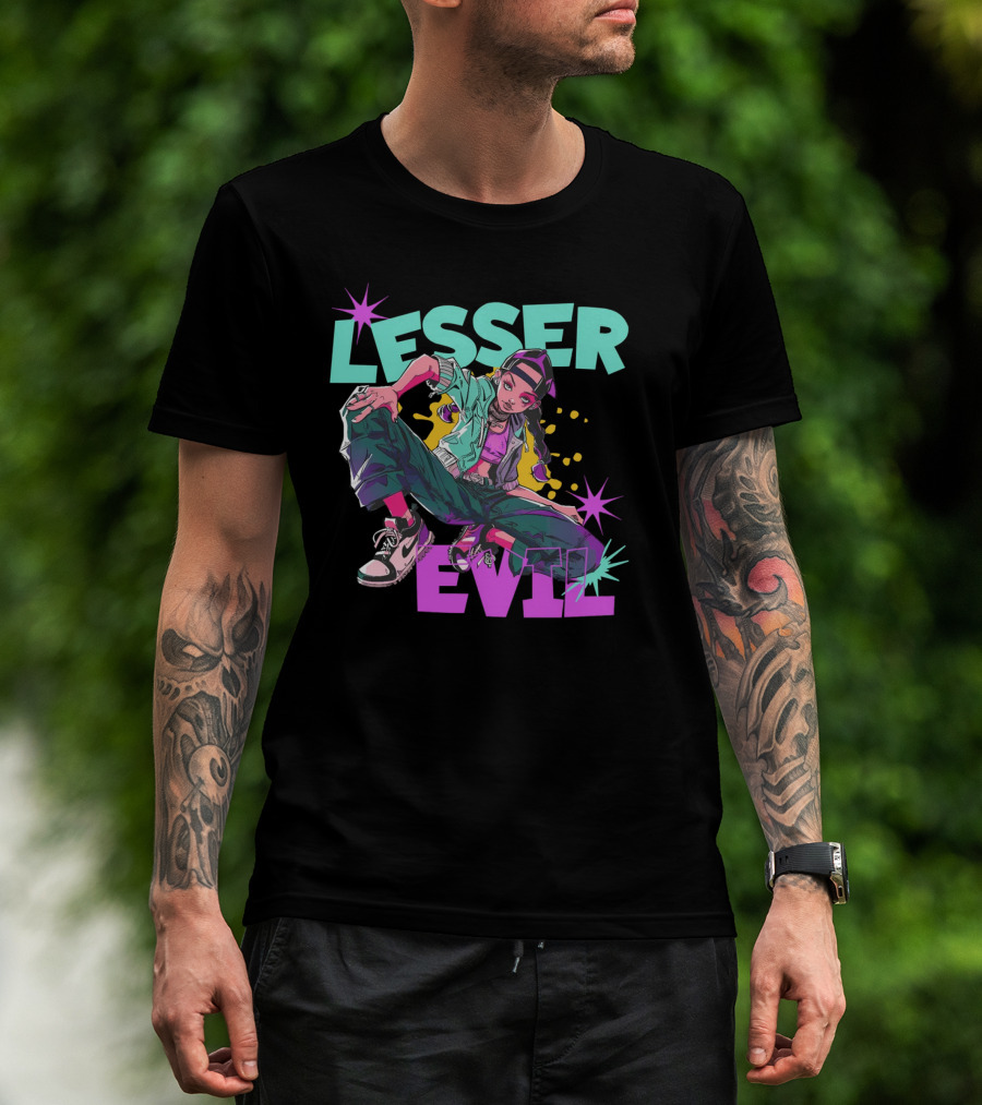 Lesser Evil Vintage Anime Hip Hop Style Streetwear T-Shirt