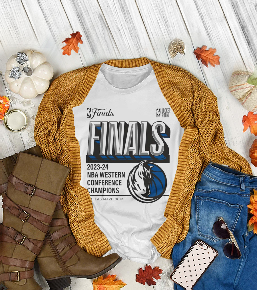 NBA Finals 2023-24 Western Conference Champions Dallas Mavericks Locker Room T-Shirt